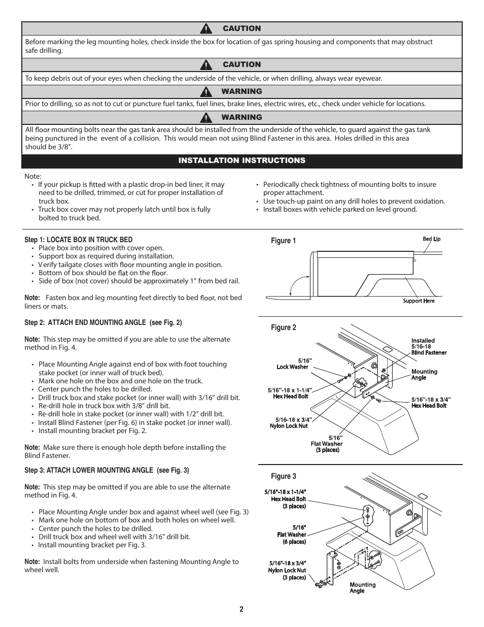 WEATHER GUARD Model 173-5-01 Pork Chop Box, Aluminum, Passenger Side, 3.4 cu ft User Manual | Page 2 / 4