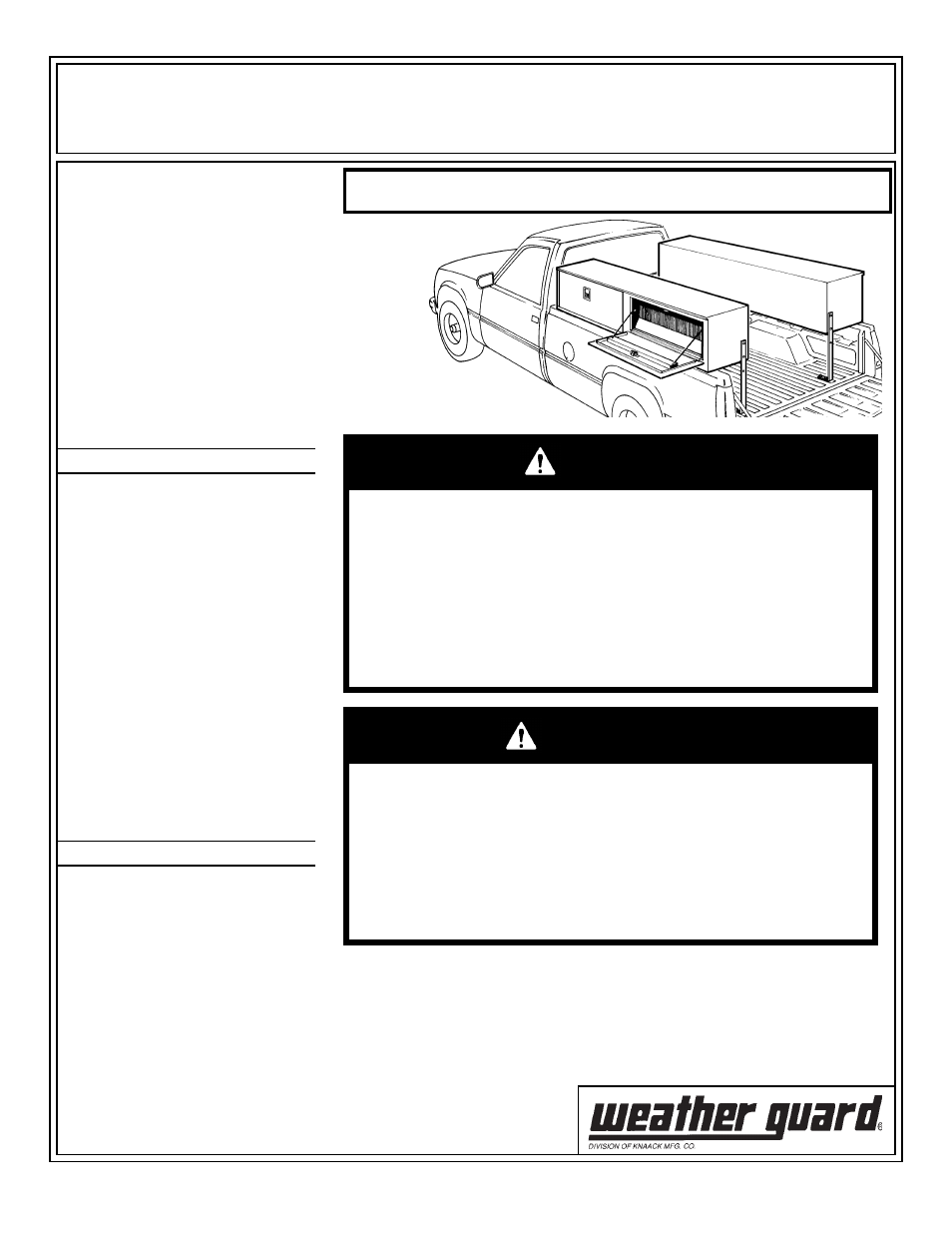 WEATHER GUARD Model 391-0-02 Super-Side Box, Aluminum, 15.2 cu ft User Manual | 2 pages