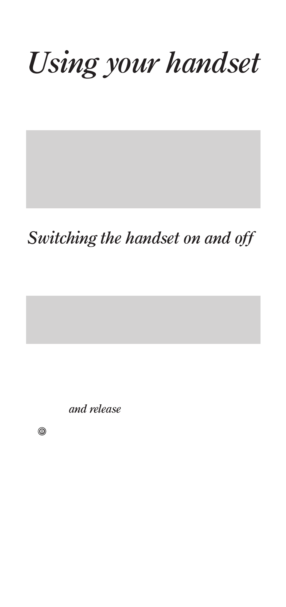 Using your handset, Switching the handset on and off | BT DECTfax User Manual | Page 10 / 31