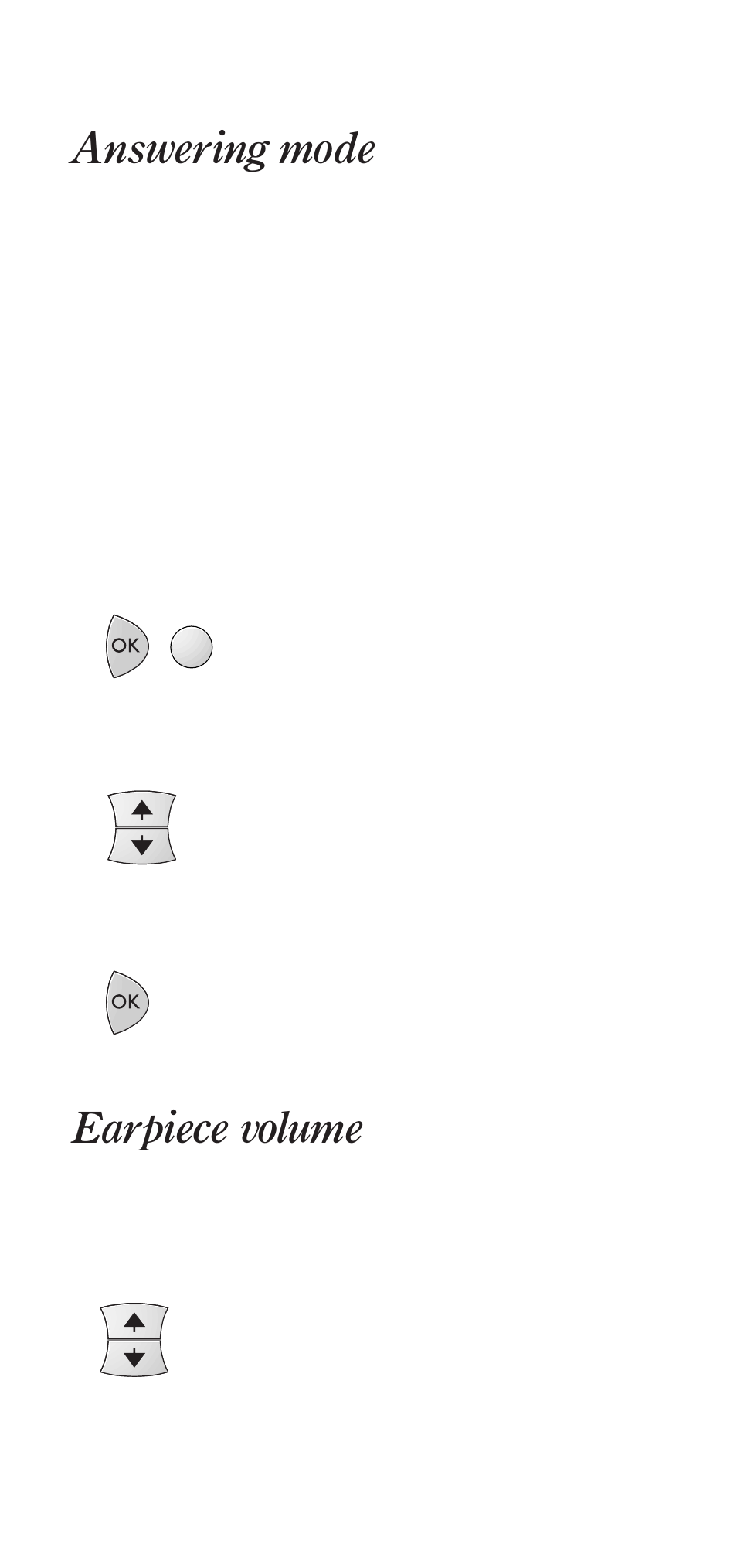 Answering mode, Earpiece volume | BT DECTfax User Manual | Page 13 / 31