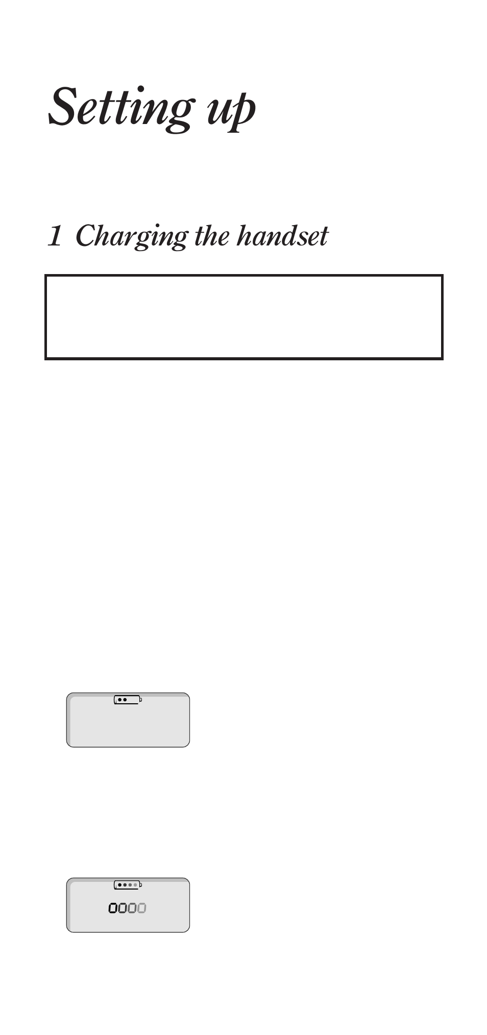 Setting up, 1 charging the handset | BT DECTfax User Manual | Page 6 / 31