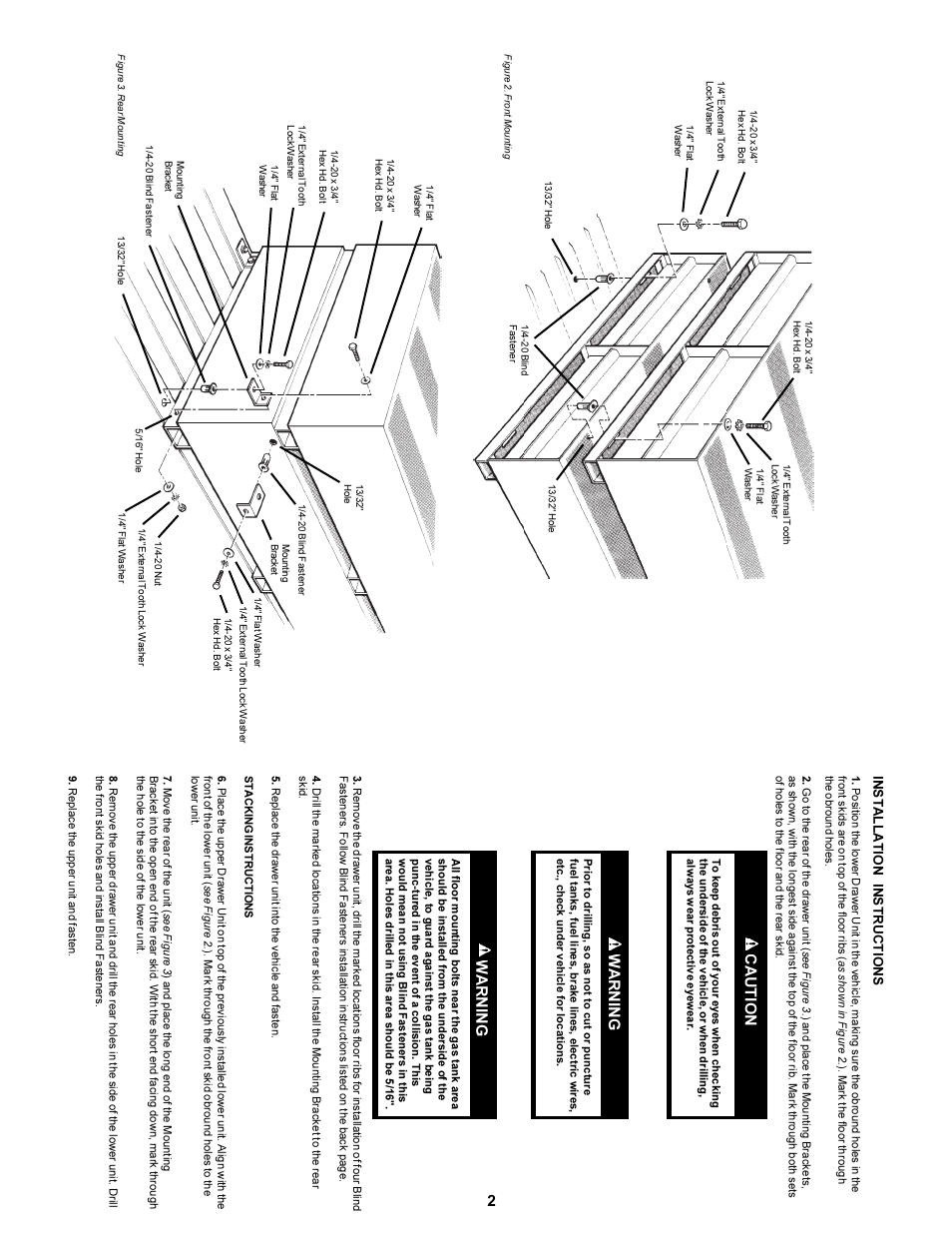 Wa r n in g | WEATHER GUARD Model 328-3 ITEMIZER® Drawer Unit, Stacked, 49 in x 12-1/4 in x 23-1/2 in User Manual | Page 2 / 3