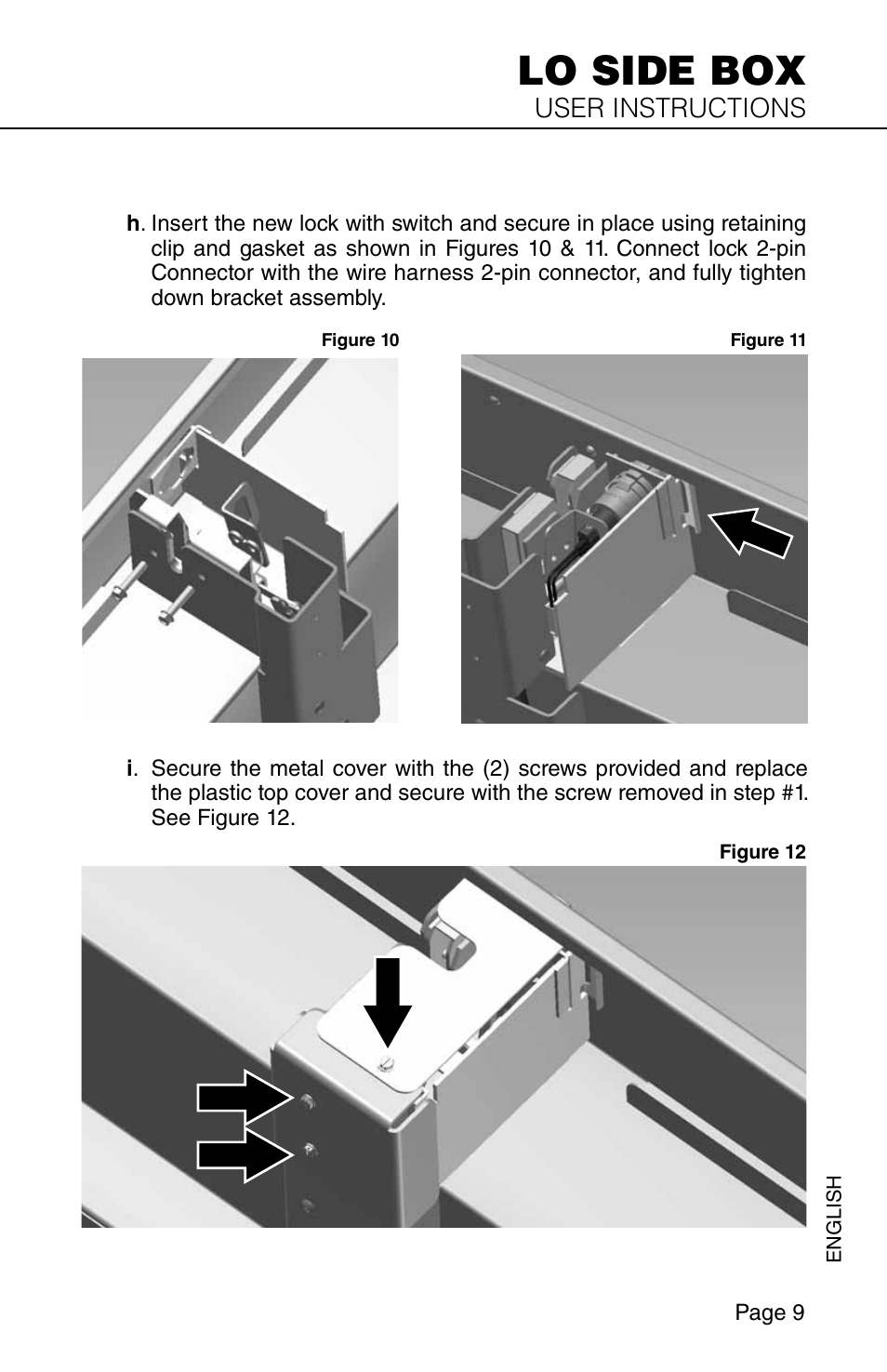 Lo side box, User instructions | WEATHER GUARD Model QDKSBP01 Quick Draw Kit, Lo-Side, Passenger Side User Manual | Page 9 / 16