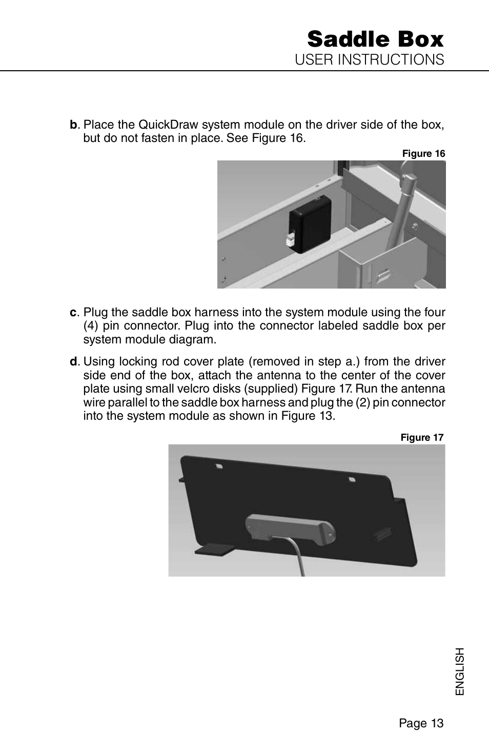 Saddle box | WEATHER GUARD Model QDSKSA01 Quick Draw Kit, Saddle Box User Manual | Page 13 / 24