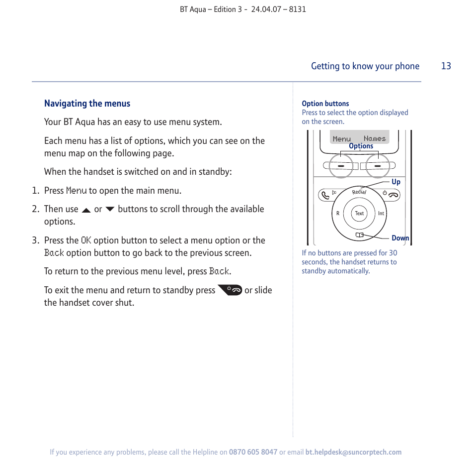 BT Aqua Cordless Telephone User Manual | Page 13 / 88