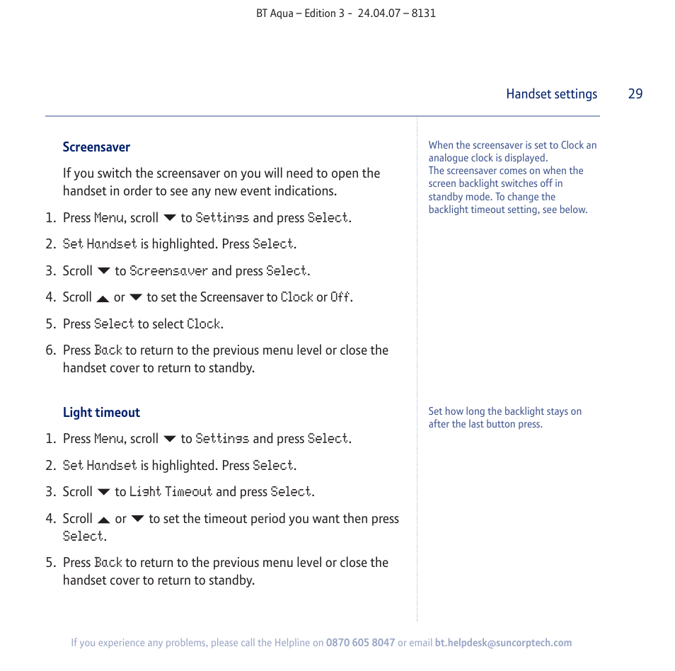 BT Aqua Cordless Telephone User Manual | Page 29 / 88