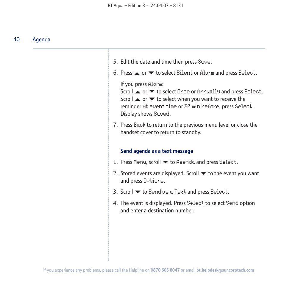 BT Aqua Cordless Telephone User Manual | Page 40 / 88