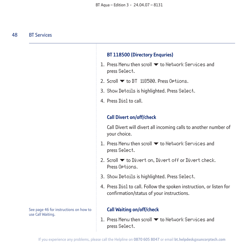 BT Aqua Cordless Telephone User Manual | Page 48 / 88