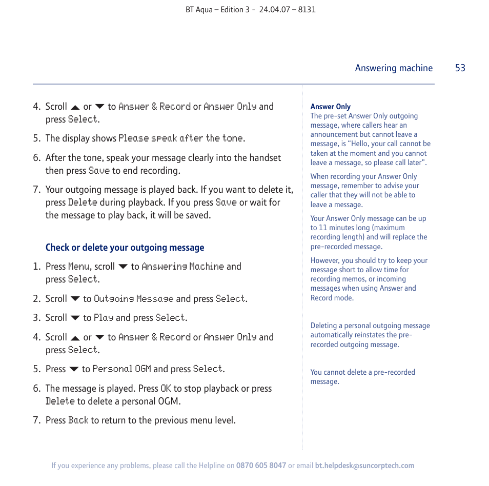 BT Aqua Cordless Telephone User Manual | Page 53 / 88