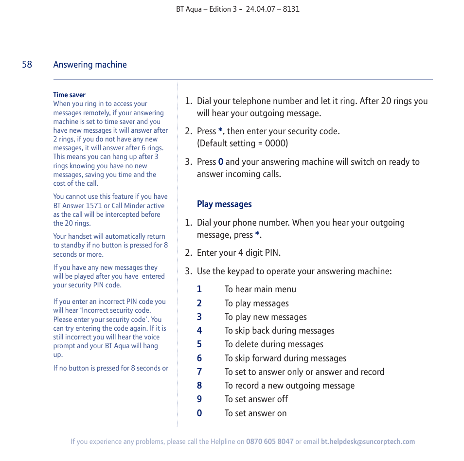 BT Aqua Cordless Telephone User Manual | Page 58 / 88