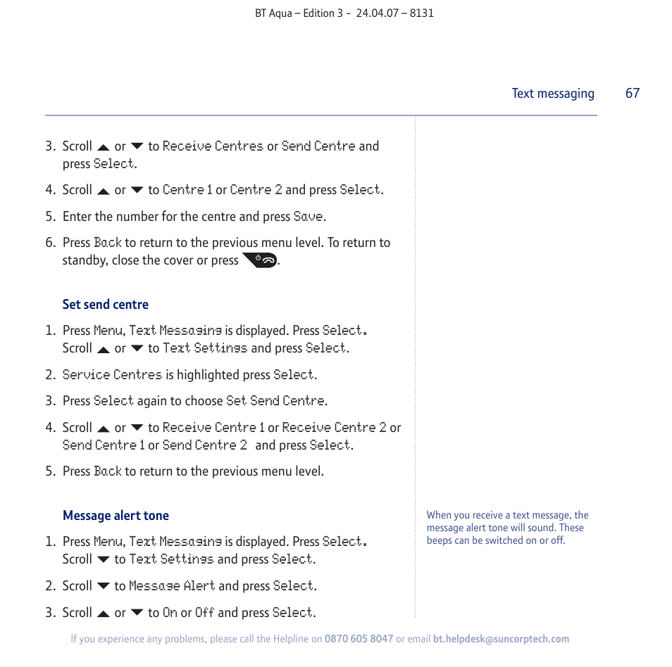 BT Aqua Cordless Telephone User Manual | Page 67 / 88