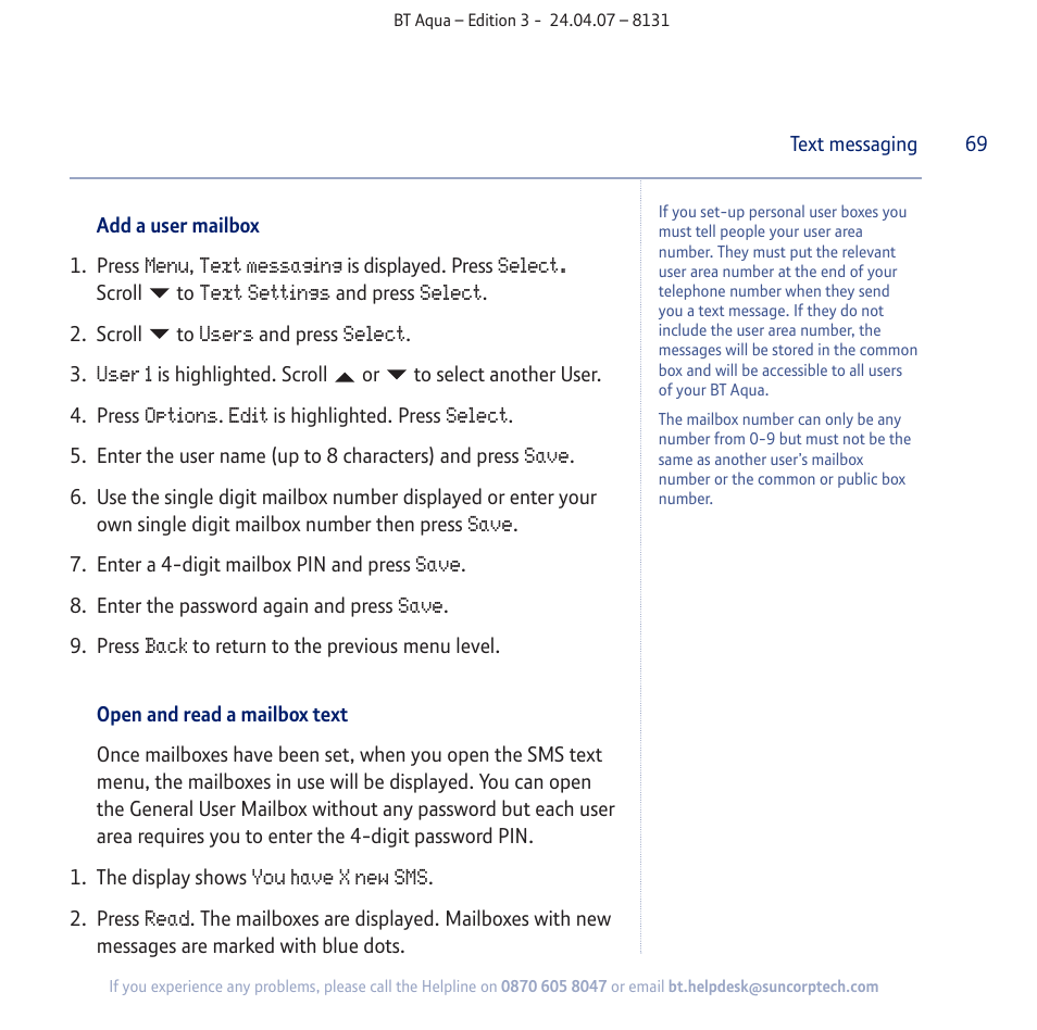 BT Aqua Cordless Telephone User Manual | Page 69 / 88