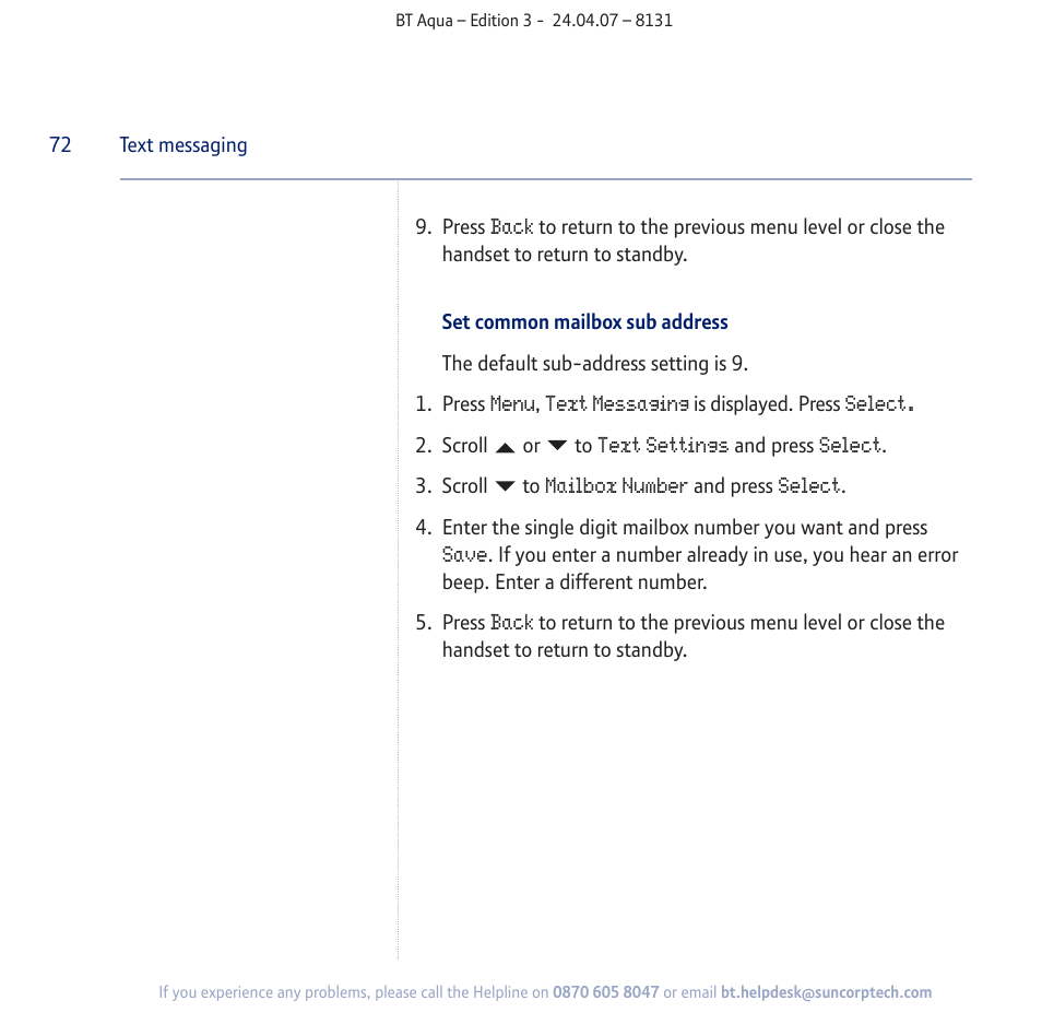 BT Aqua Cordless Telephone User Manual | Page 72 / 88