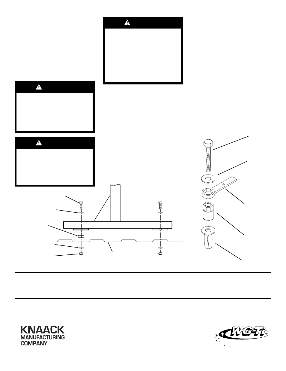 Warning, Caution | WEATHER GUARD Model 9861-3-01 Cable Reel Holder, Floor Mount, 42-1/2 in x 19-3/4 in x 16-1/4 in User Manual | Page 2 / 2