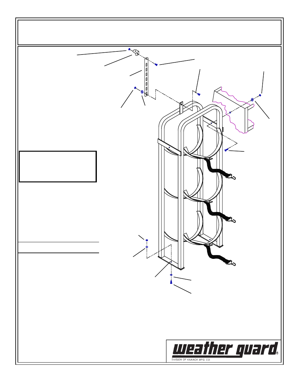 WEATHER GUARD Model 9864-3-01 Refrigerant Tank Rack, 4 x 30 lbs, 48-1/2 in 13 in x 8 in User Manual | 2 pages