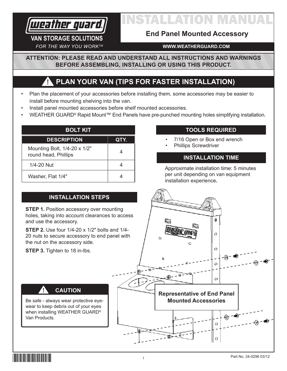 WEATHER GUARD Model 9893-7-01 Three Hook Cord Tool Holder User Manual | 6 pages