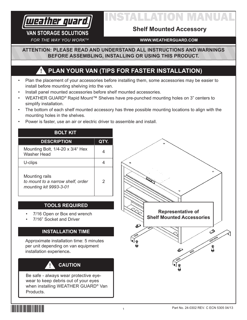 WEATHER GUARD Model 9950-7-02 Parts Box, Cabinet, 12 in x 20 in x 14 in User Manual | 9 pages