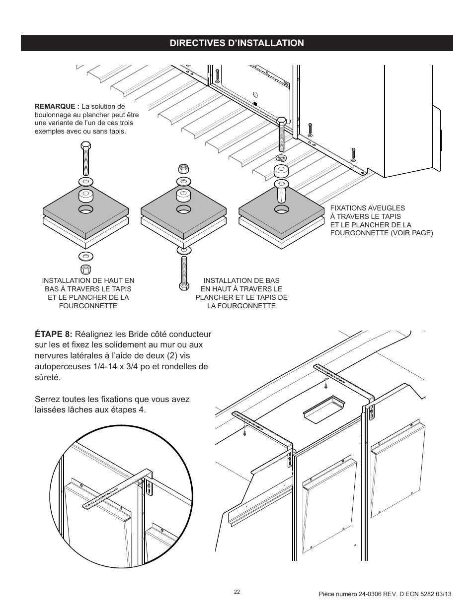 Directives d’installation | WEATHER GUARD Model 96102-3-01 Screen Bulkhead, Full-Size, Ford, GM User Manual | Page 22 / 24