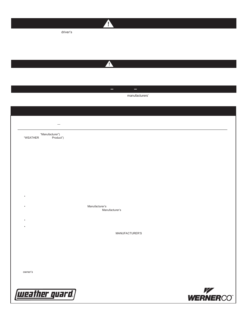 Products, Warning, Caution | Notice | WEATHER GUARD Model 96515-3-01 Window Bulkhead, Compact, RAM CV User Manual | Page 4 / 4