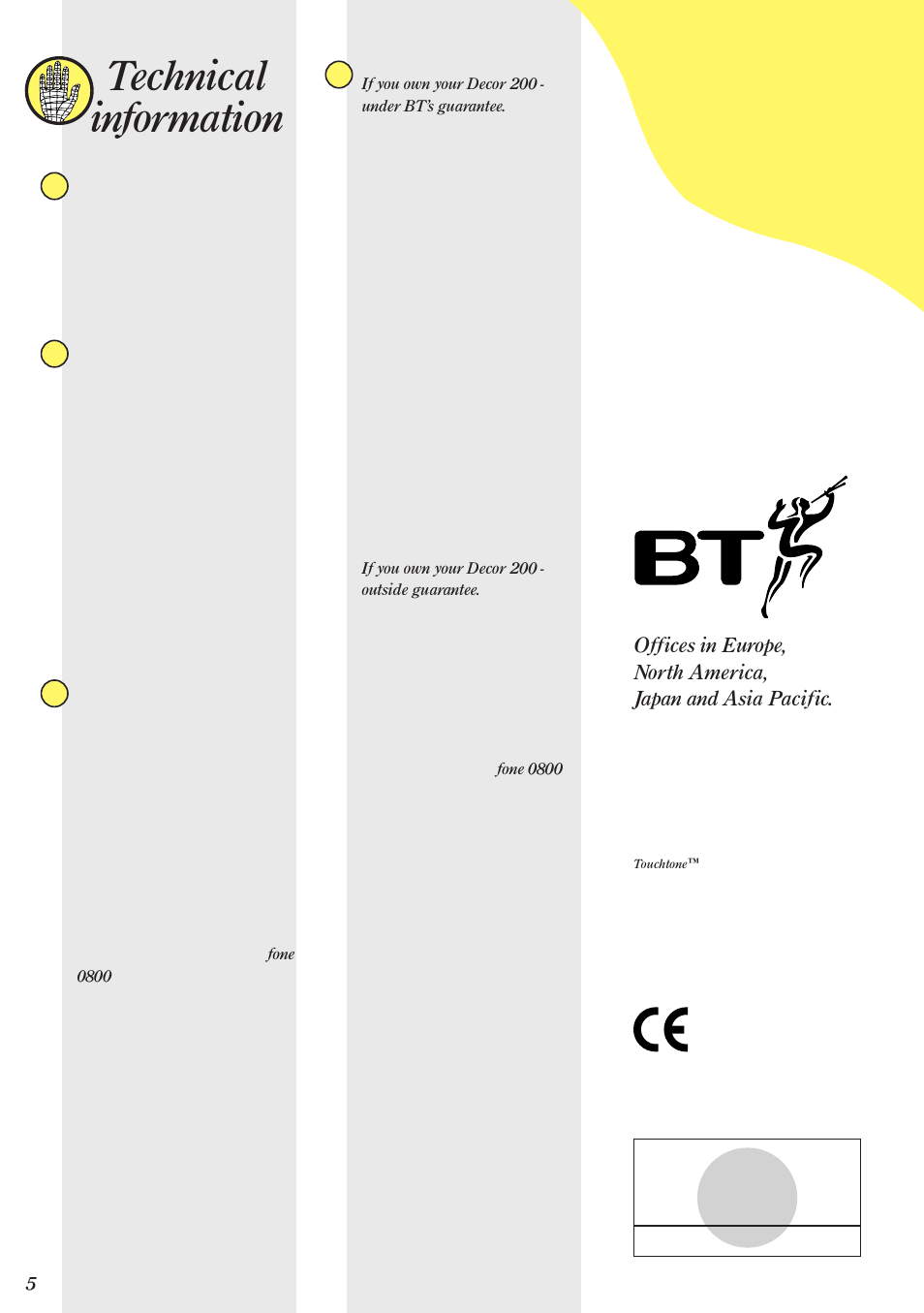 Technical information | BT DECOR 200 User Manual | Page 6 / 6