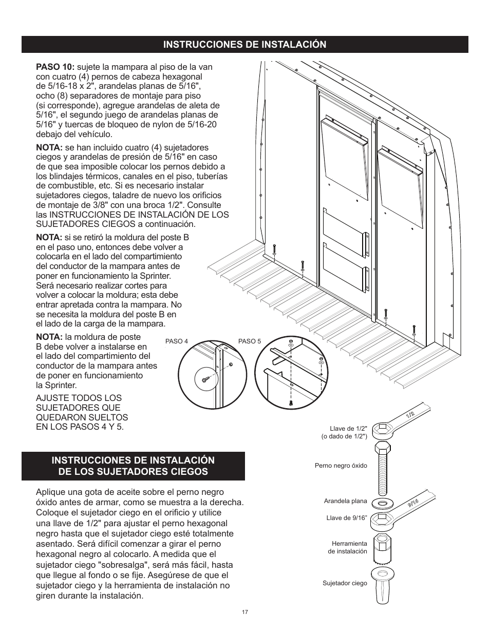 WEATHER GUARD Model 96121-3-01 Window Bulkhead, Mid/High-Roof, Mercedes-Benz Sprinter User Manual | Page 17 / 27