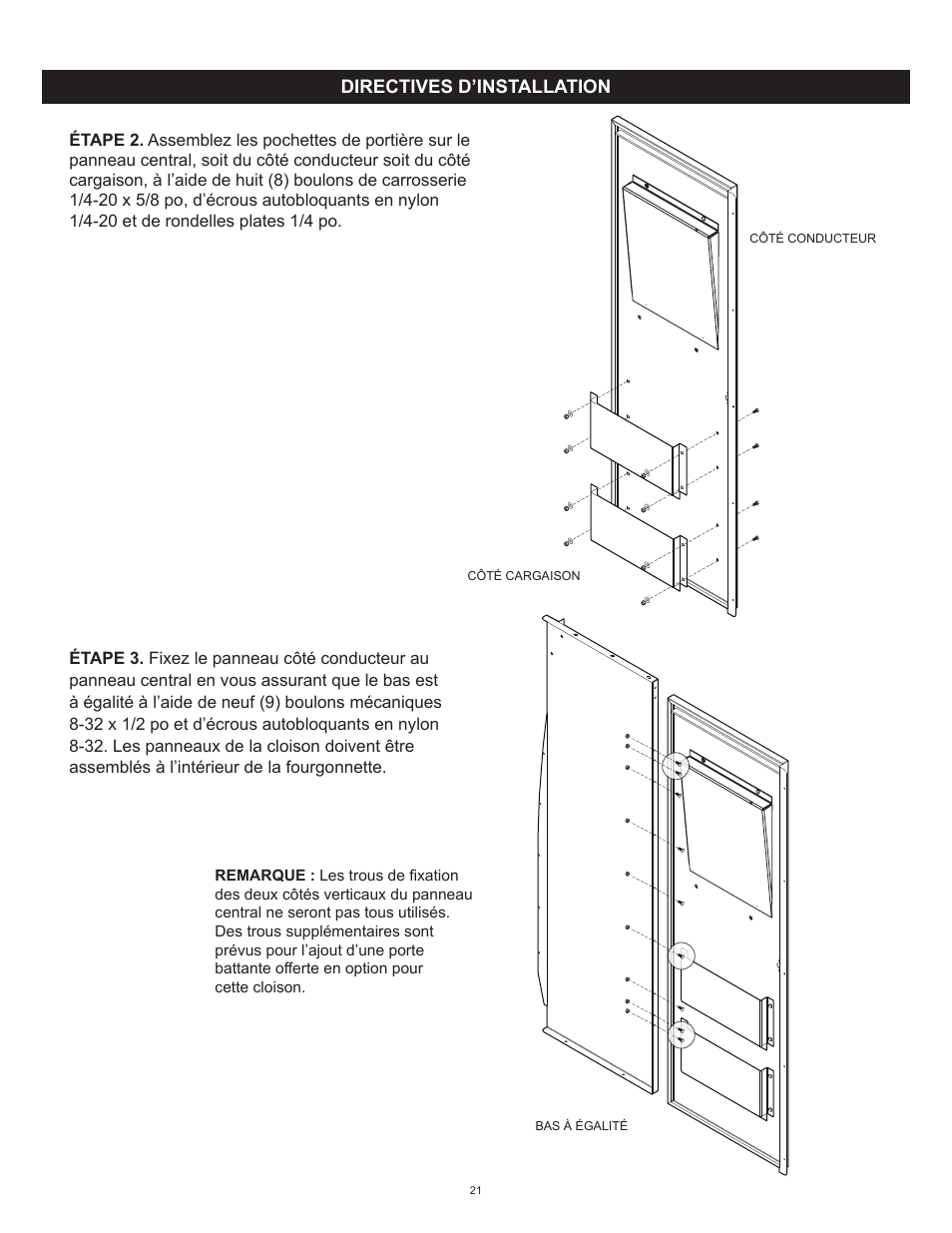 WEATHER GUARD Model 96121-3-01 Window Bulkhead, Mid/High-Roof, Mercedes-Benz Sprinter User Manual | Page 21 / 27
