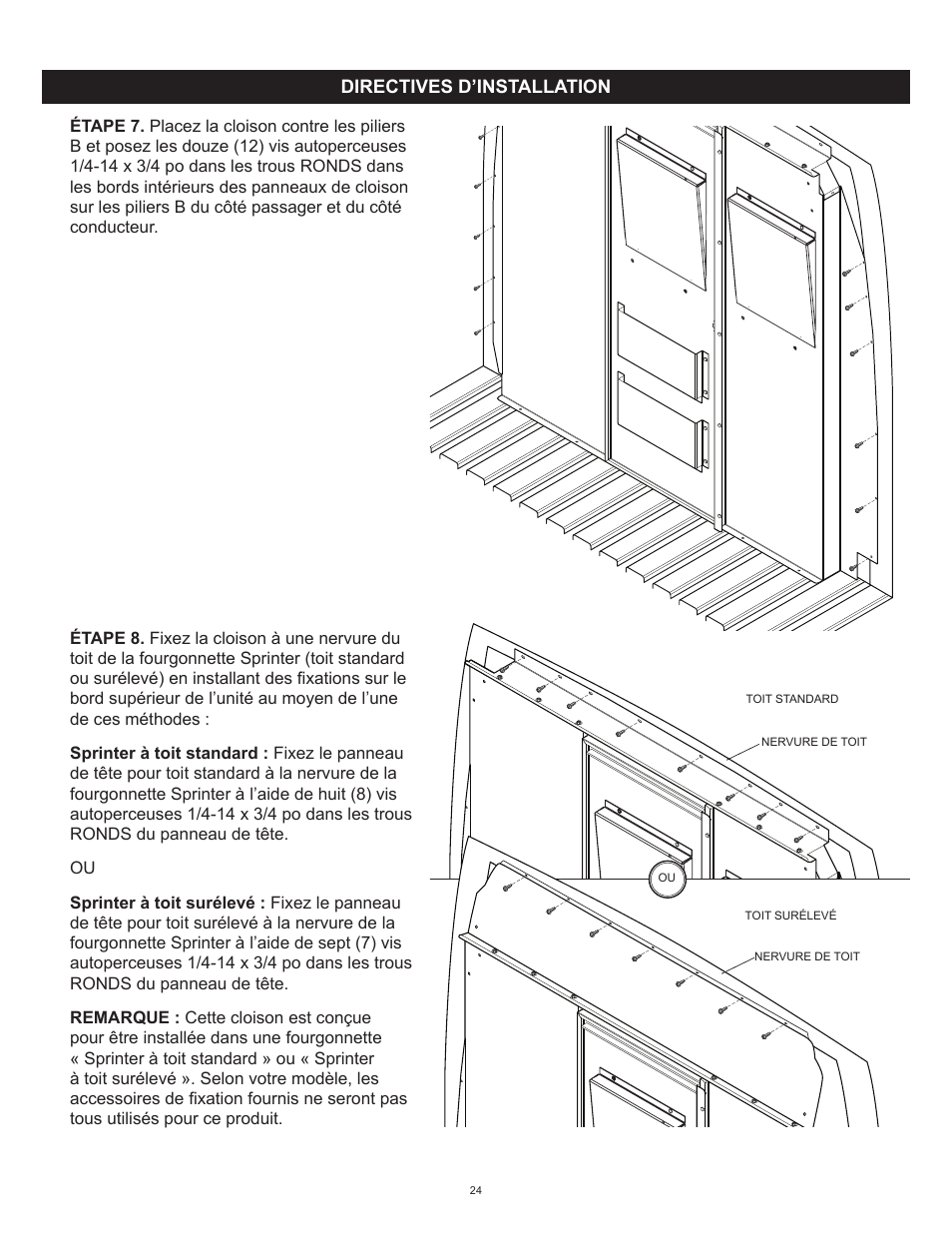 WEATHER GUARD Model 96121-3-01 Window Bulkhead, Mid/High-Roof, Mercedes-Benz Sprinter User Manual | Page 24 / 27