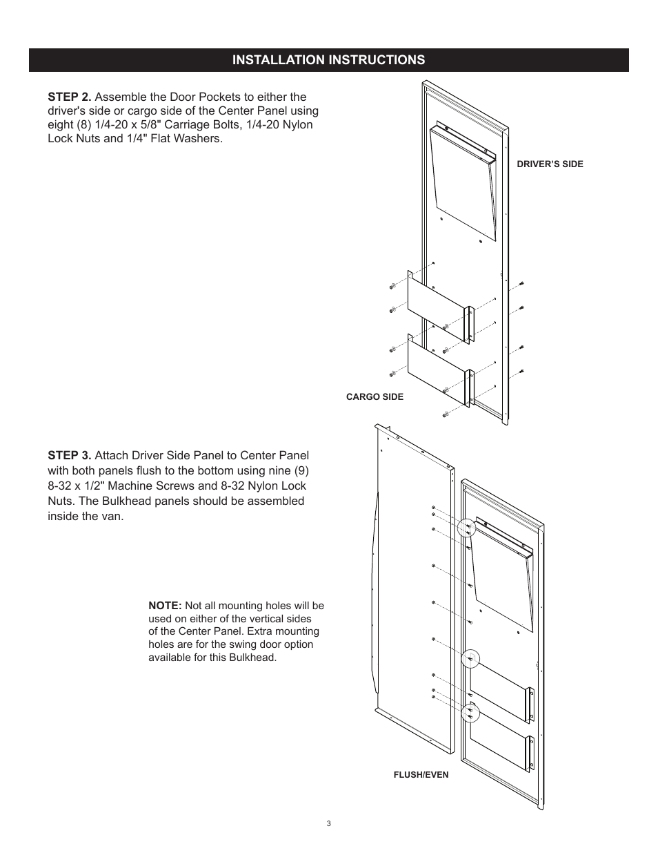 WEATHER GUARD Model 96121-3-01 Window Bulkhead, Mid/High-Roof, Mercedes-Benz Sprinter User Manual | Page 3 / 27