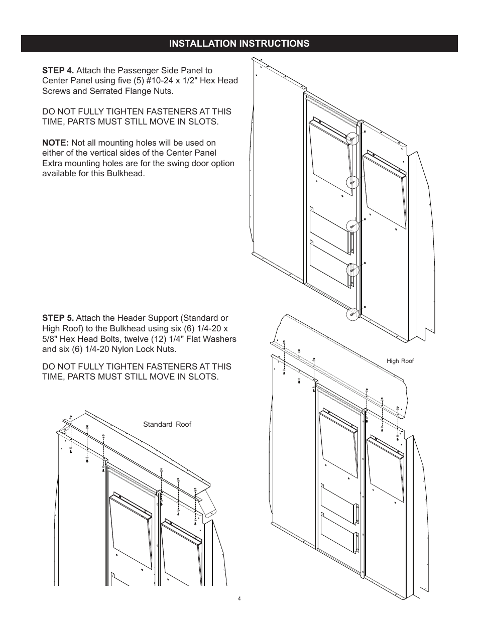WEATHER GUARD Model 96121-3-01 Window Bulkhead, Mid/High-Roof, Mercedes-Benz Sprinter User Manual | Page 4 / 27