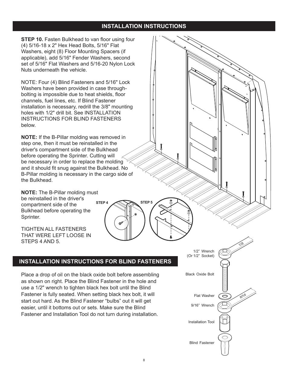 WEATHER GUARD Model 96121-3-01 Window Bulkhead, Mid/High-Roof, Mercedes-Benz Sprinter User Manual | Page 8 / 27