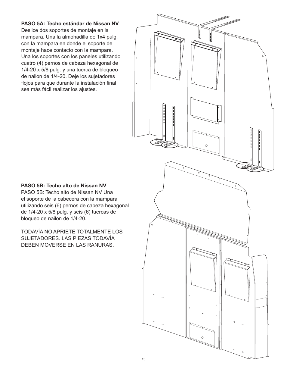WEATHER GUARD Model 96201-3-01 Window Bulkhead, Mid/High-Roof, Nissan NV User Manual | Page 13 / 27