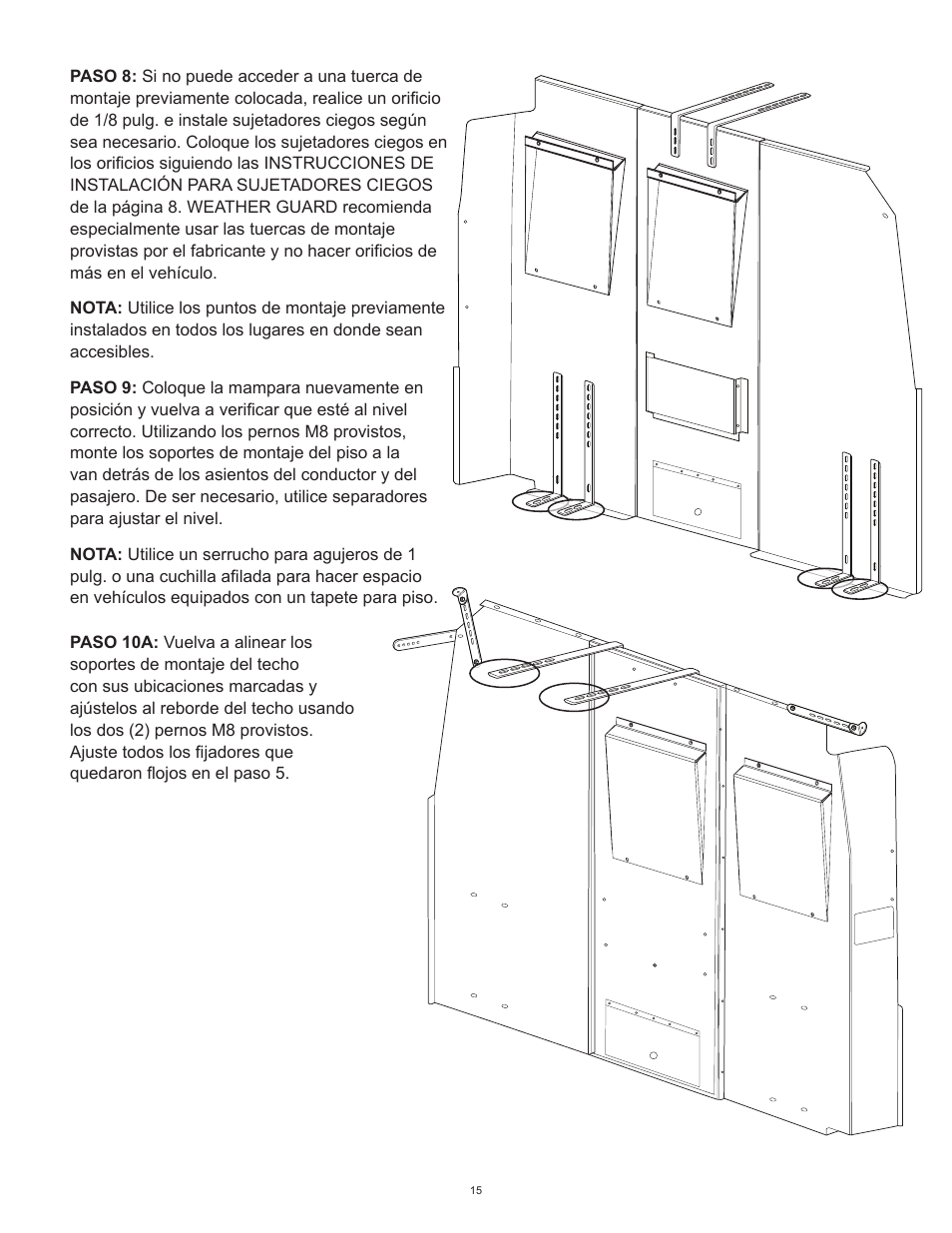 WEATHER GUARD Model 96201-3-01 Window Bulkhead, Mid/High-Roof, Nissan NV User Manual | Page 15 / 27
