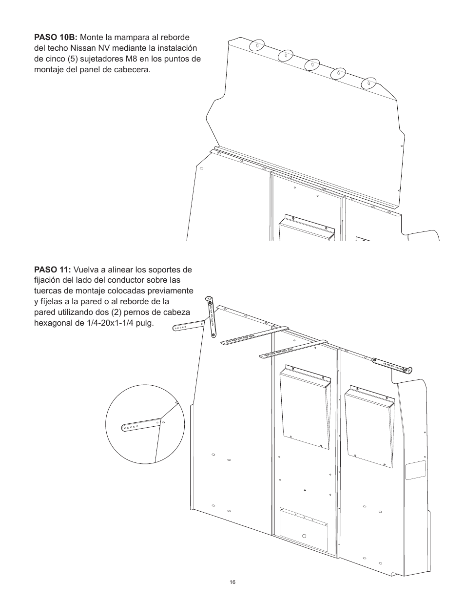 WEATHER GUARD Model 96201-3-01 Window Bulkhead, Mid/High-Roof, Nissan NV User Manual | Page 16 / 27