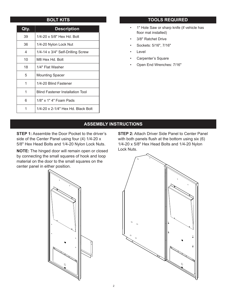 WEATHER GUARD Model 96201-3-01 Window Bulkhead, Mid/High-Roof, Nissan NV User Manual | Page 2 / 27