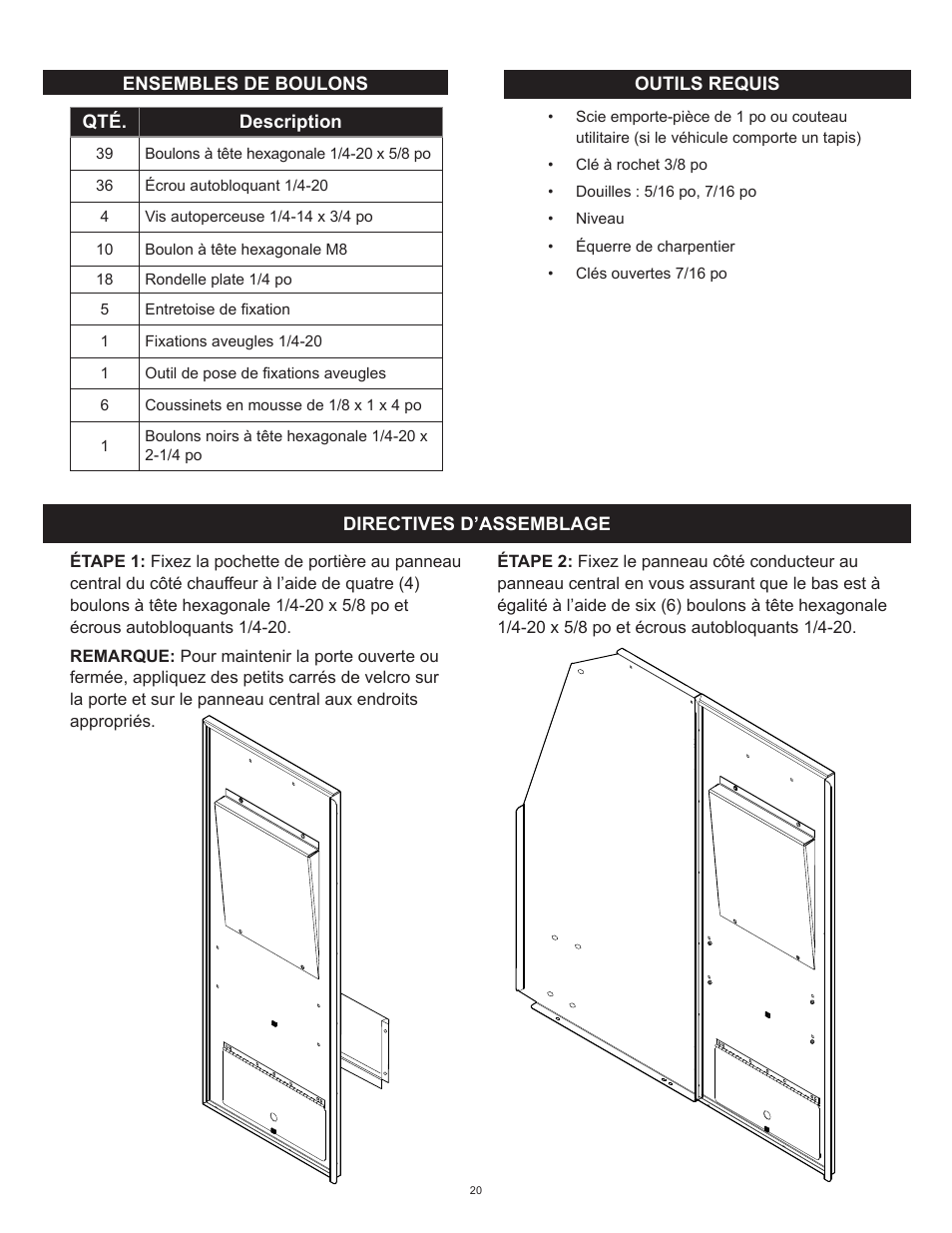 WEATHER GUARD Model 96201-3-01 Window Bulkhead, Mid/High-Roof, Nissan NV User Manual | Page 20 / 27
