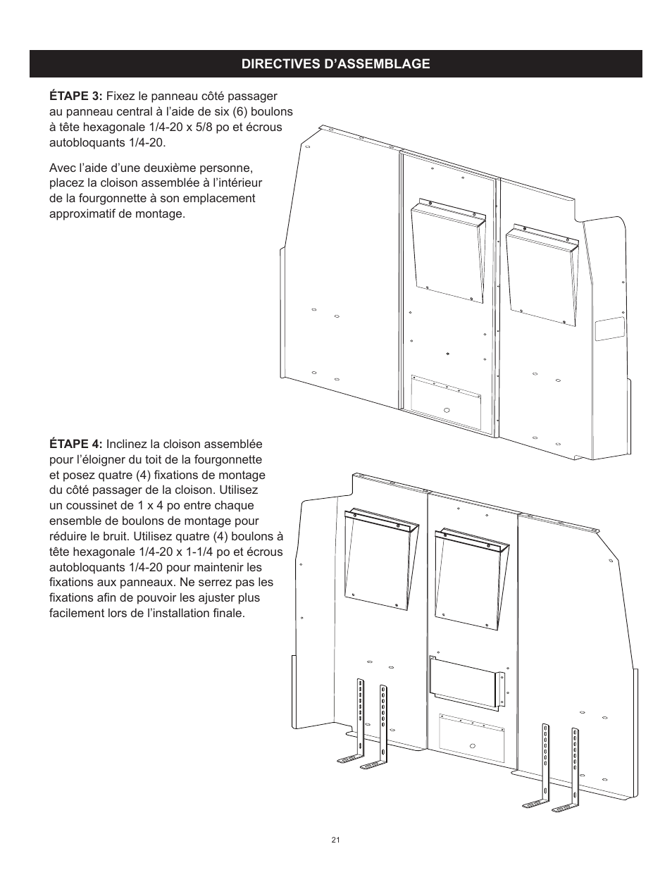 WEATHER GUARD Model 96201-3-01 Window Bulkhead, Mid/High-Roof, Nissan NV User Manual | Page 21 / 27
