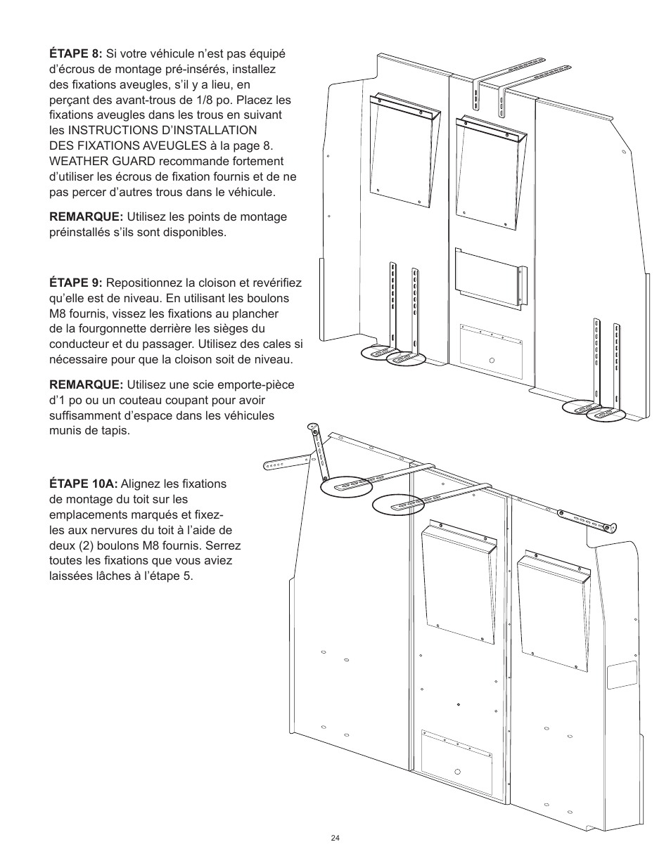 WEATHER GUARD Model 96201-3-01 Window Bulkhead, Mid/High-Roof, Nissan NV User Manual | Page 24 / 27