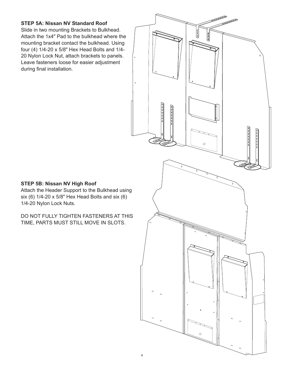 WEATHER GUARD Model 96201-3-01 Window Bulkhead, Mid/High-Roof, Nissan NV User Manual | Page 4 / 27