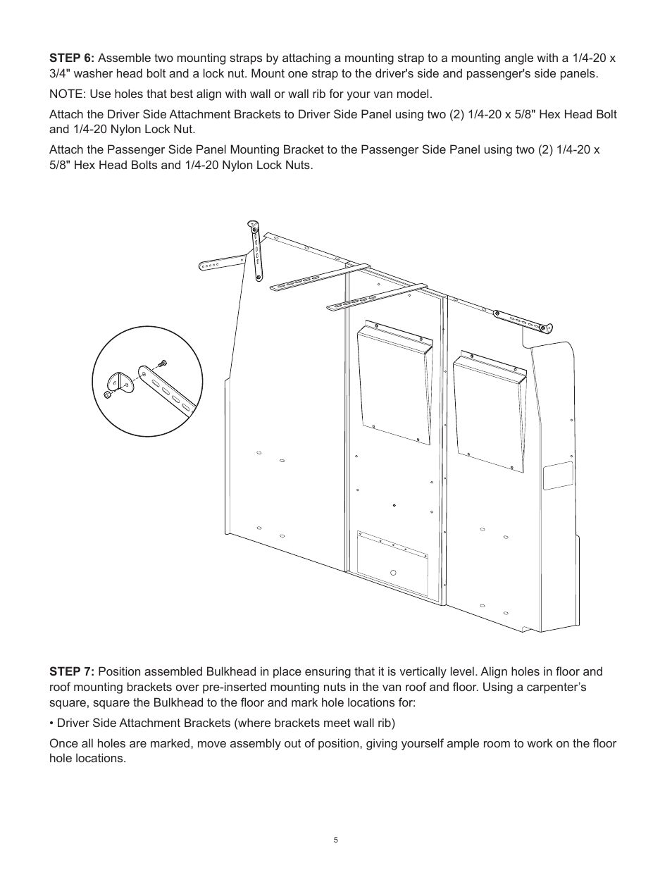 WEATHER GUARD Model 96201-3-01 Window Bulkhead, Mid/High-Roof, Nissan NV User Manual | Page 5 / 27