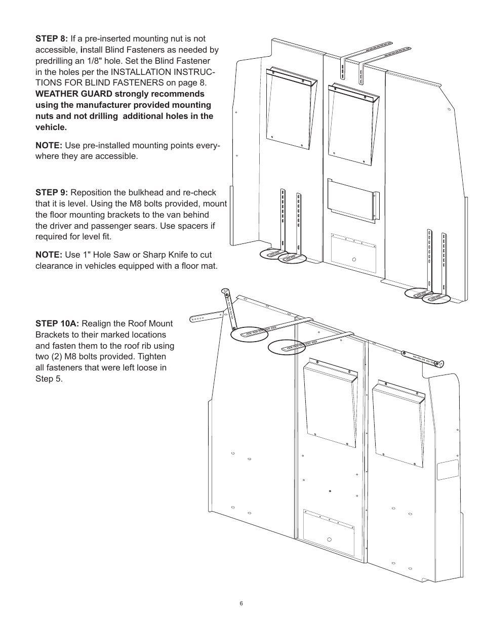 WEATHER GUARD Model 96201-3-01 Window Bulkhead, Mid/High-Roof, Nissan NV User Manual | Page 6 / 27