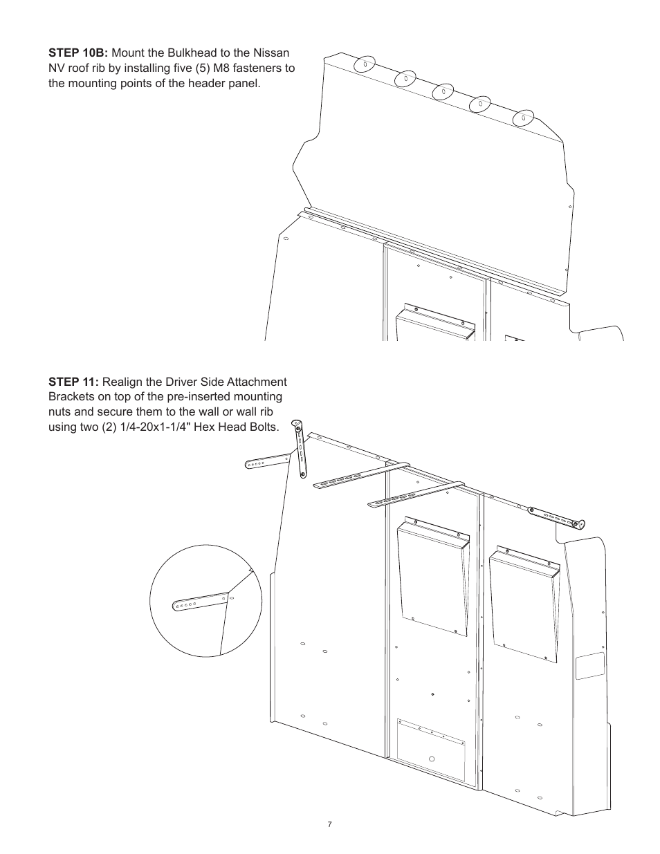 WEATHER GUARD Model 96201-3-01 Window Bulkhead, Mid/High-Roof, Nissan NV User Manual | Page 7 / 27