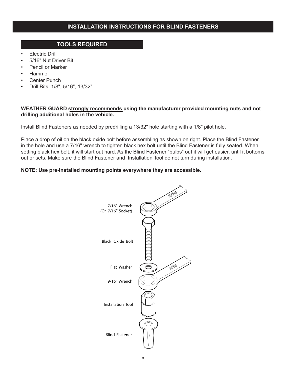 WEATHER GUARD Model 96201-3-01 Window Bulkhead, Mid/High-Roof, Nissan NV User Manual | Page 8 / 27