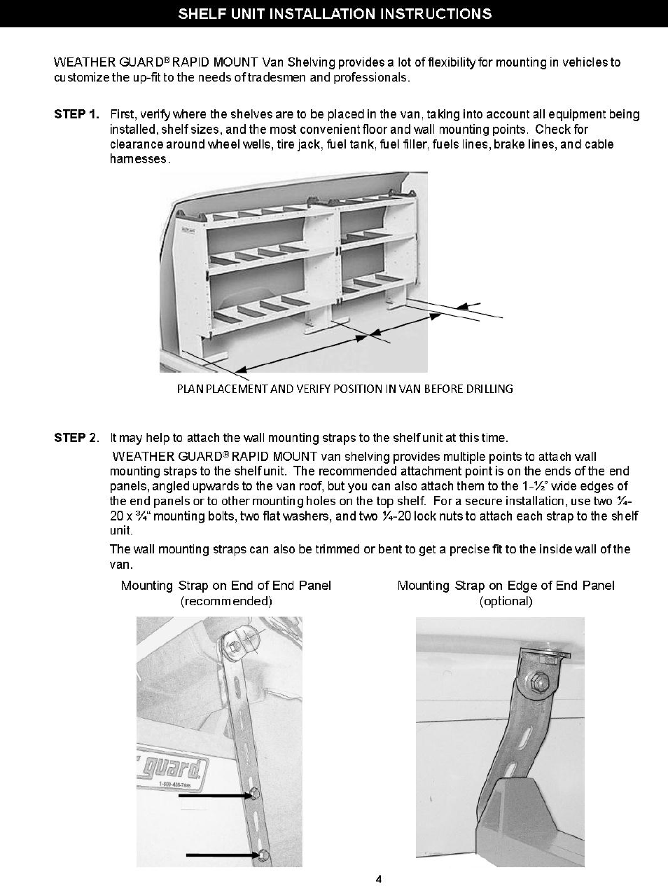 WEATHER GUARD Model 9395-3-02 Secure Storage Shelf Unit, 5 Drawer, 62 in x 42 in x 16 in User Manual | Page 4 / 8