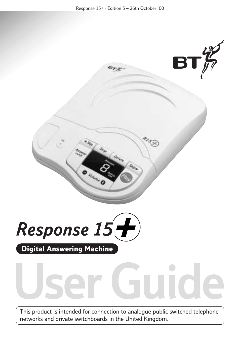 BT Response 15+ User Manual | 26 pages