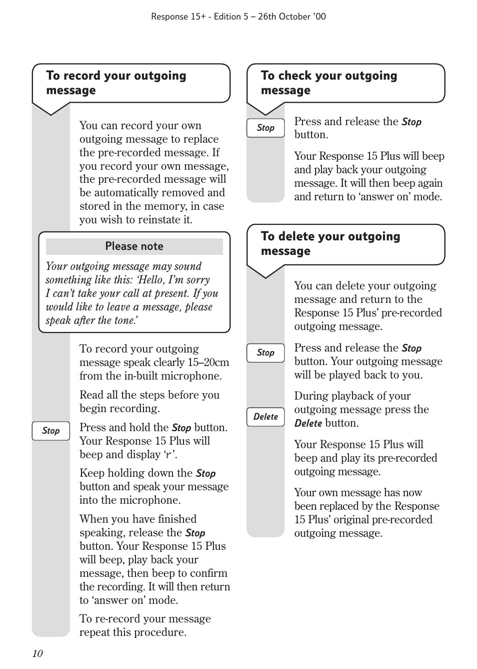 BT Response 15+ User Manual | Page 12 / 26