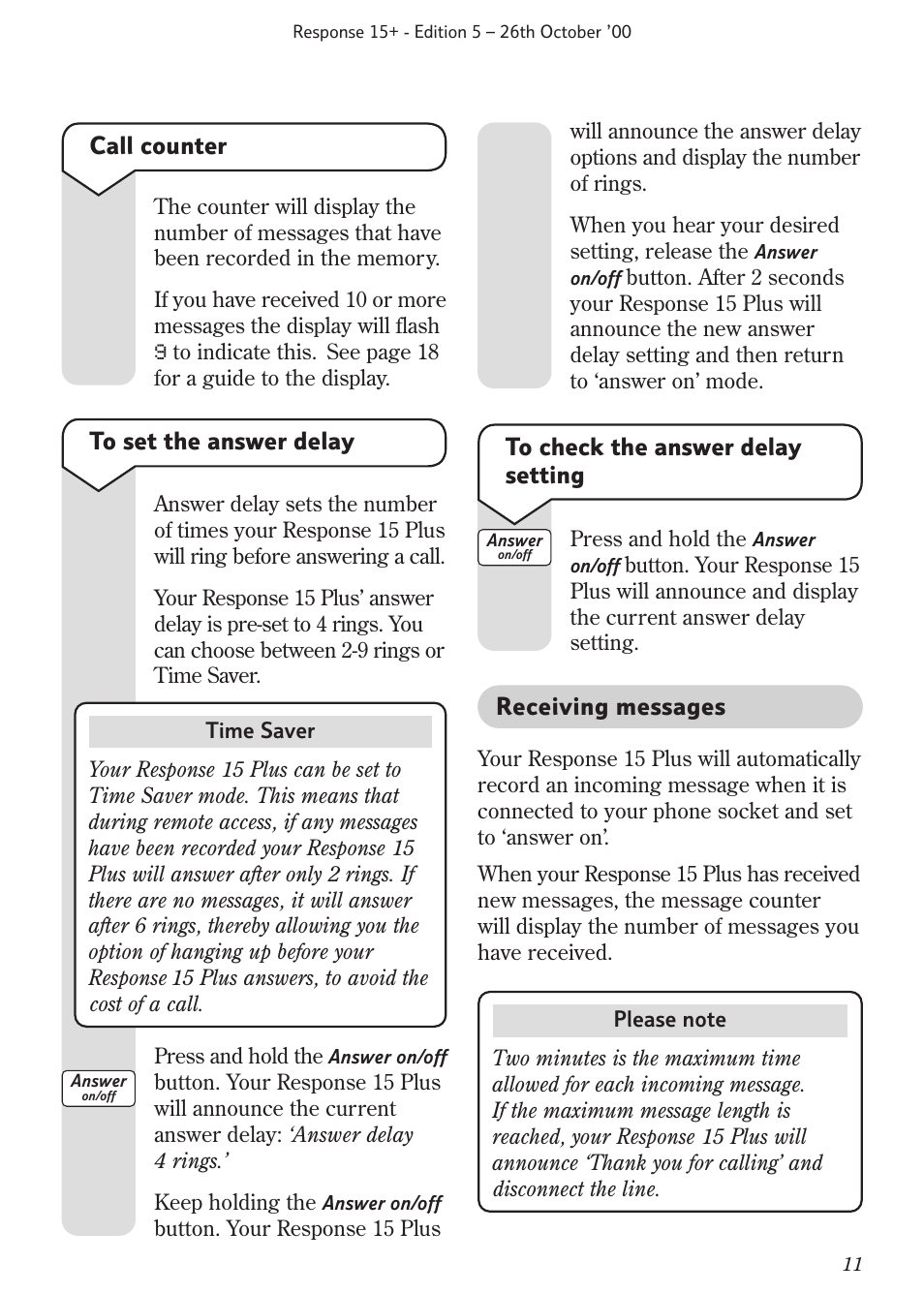 BT Response 15+ User Manual | Page 13 / 26