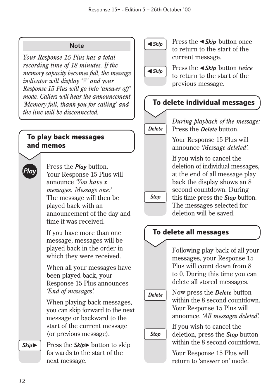 BT Response 15+ User Manual | Page 14 / 26