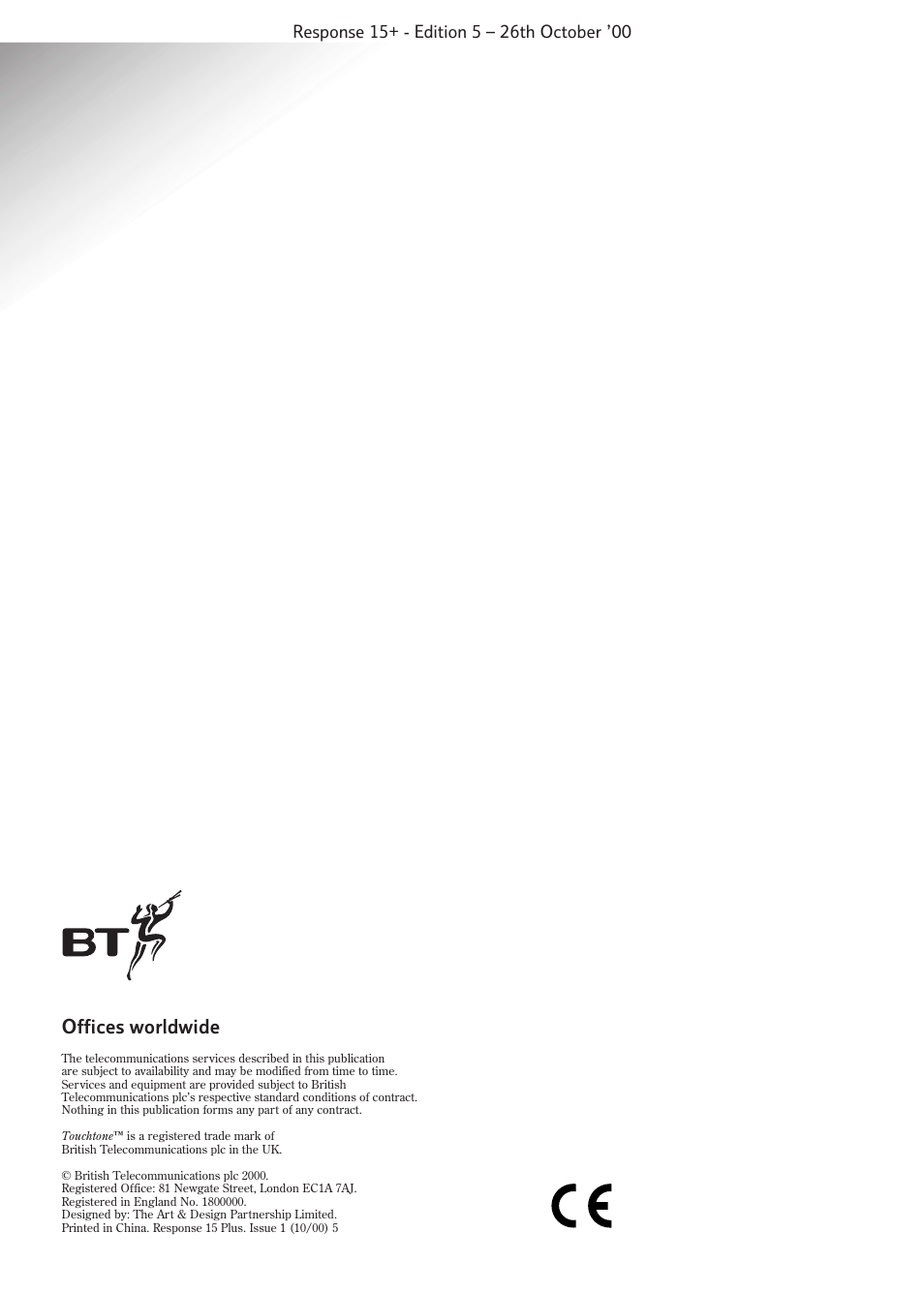 Offices worldwide | BT Response 15+ User Manual | Page 26 / 26