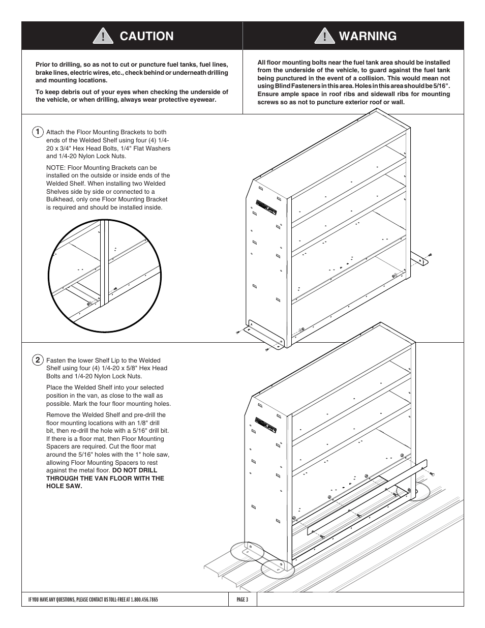 Caution warning | WEATHER GUARD Model 9452-3-01 EZ-Cube Shelf Unit, 42 in x 51 in x 14 in User Manual | Page 3 / 5