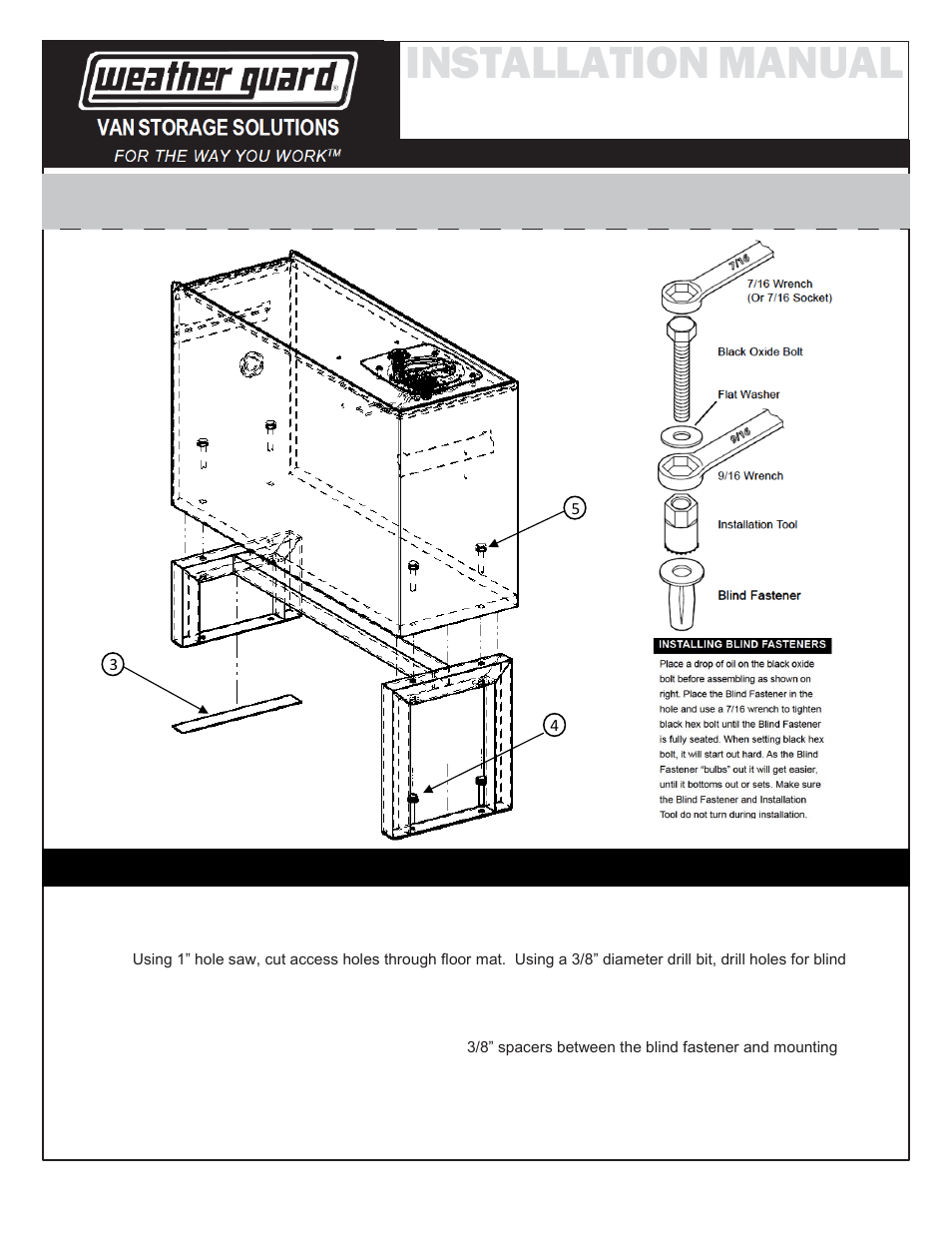 Installation manual, Cab command center, Van storage solutions | WEATHER GUARD Model 9010-3-01 Cab Command Center, 7-1/2 in User Manual | Page 2 / 3